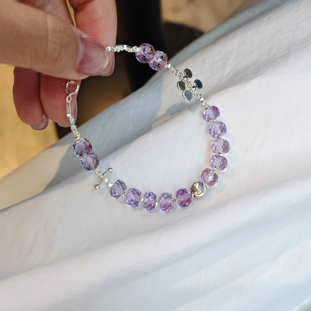 925银手链 037 碎银几两紫水银珠子手链