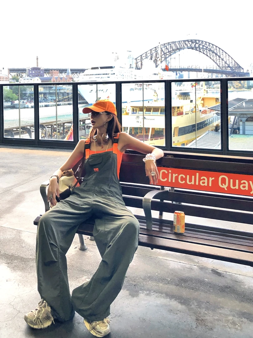 婉君【夏日达芬奇】夏季工装慵懒松弛阔腿裤休闲背带裤LWJ25A1K815