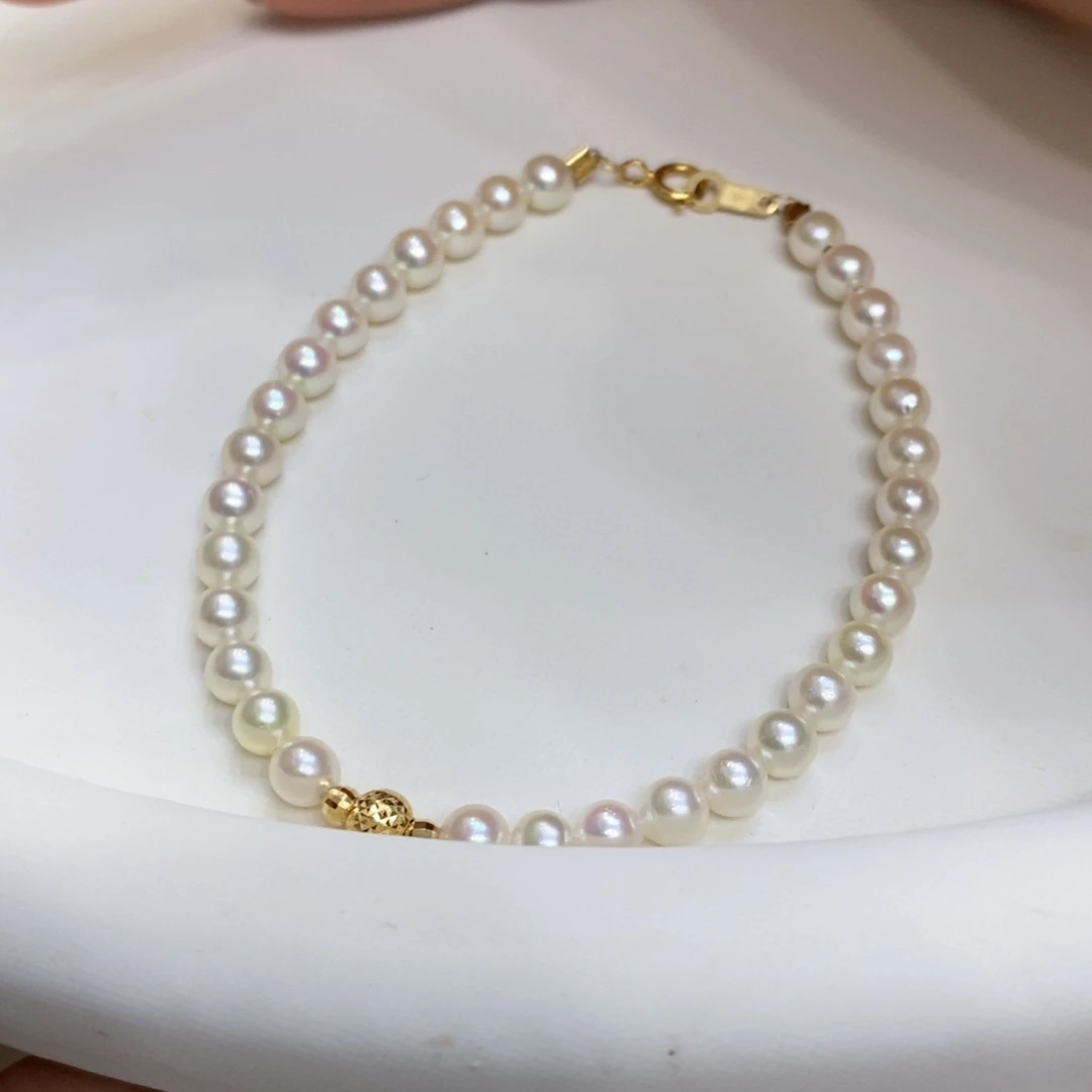 淡水珍珠手链18K金镶嵌