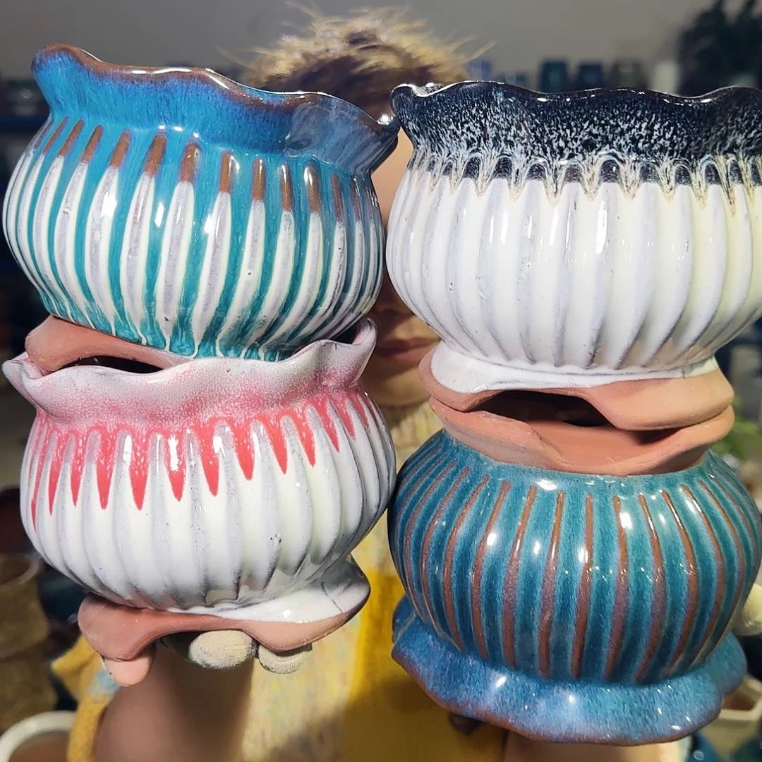 紫砂花盆高11口13.5