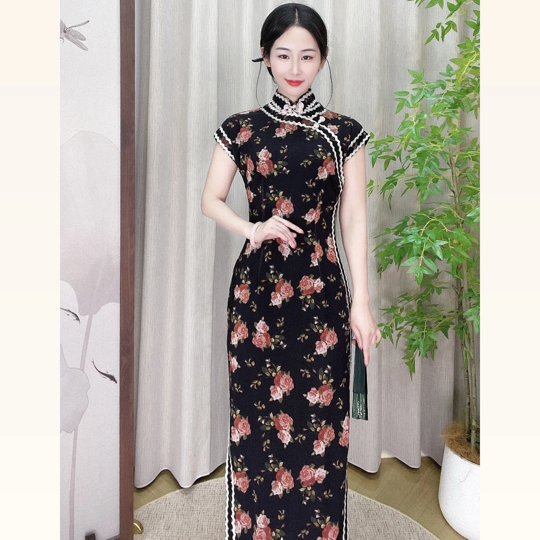 【心懂旗袍—花香】优雅减龄日常长款低开叉显瘦港风旗袍