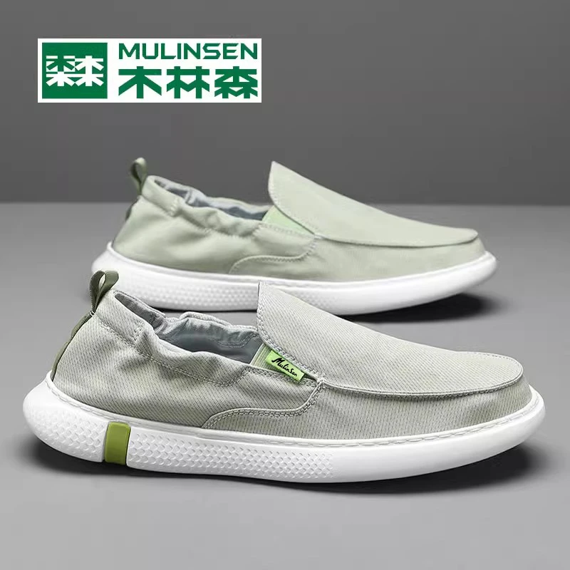 木林森冰丝布鞋男秋季2025新款软底一脚蹬透气工作休闲老北京潮鞋