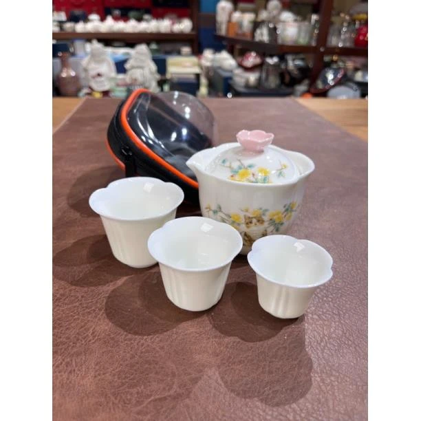 002桂花猫一壶三杯旅行茶具