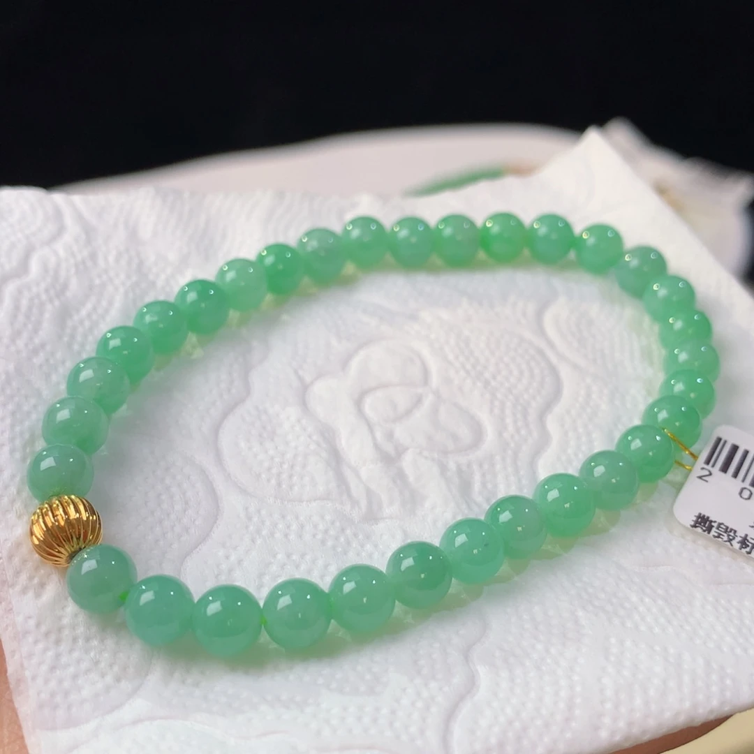 翡翠散珠冰胶果绿  毛货定制