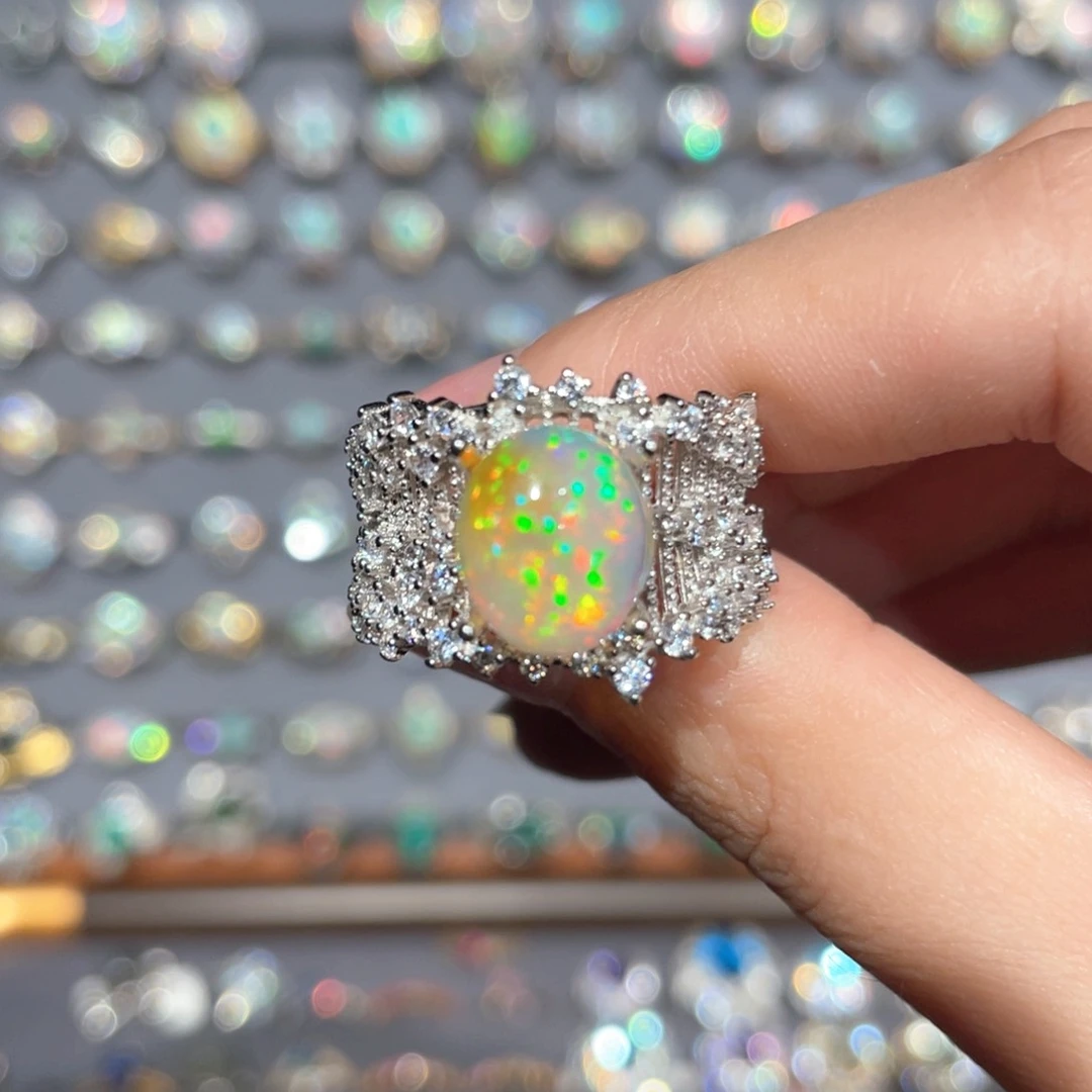 欧泊银S925镶嵌欧泊戒指