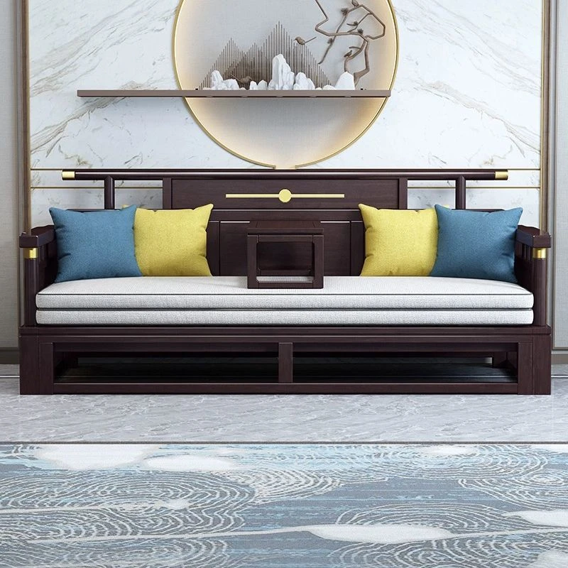 新中式实木罗汉床客厅大小户型罗汉榻抽拉家用推拉沙发床坐卧两用