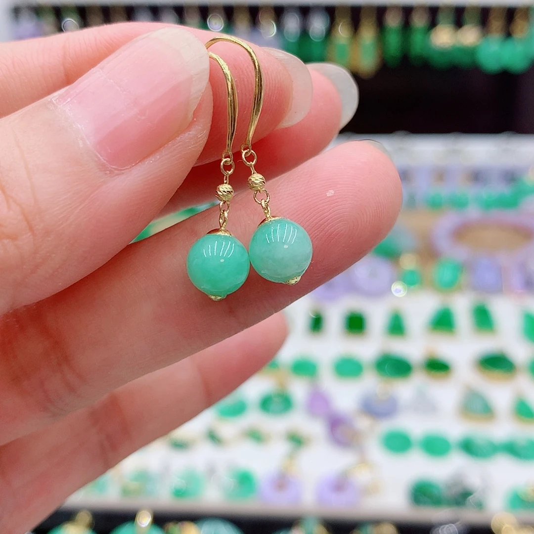 翡翠18K金镶嵌耳饰