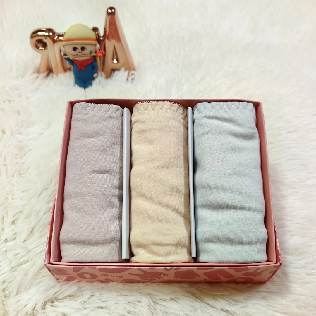 女士高腰蕾丝花边棉氨三角内裤盒装