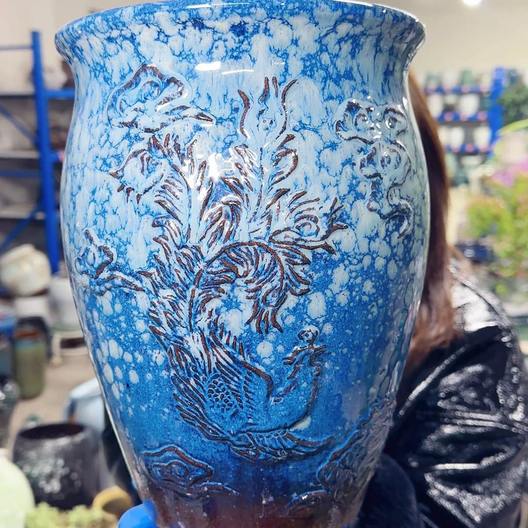 紫砂花盆高28口20