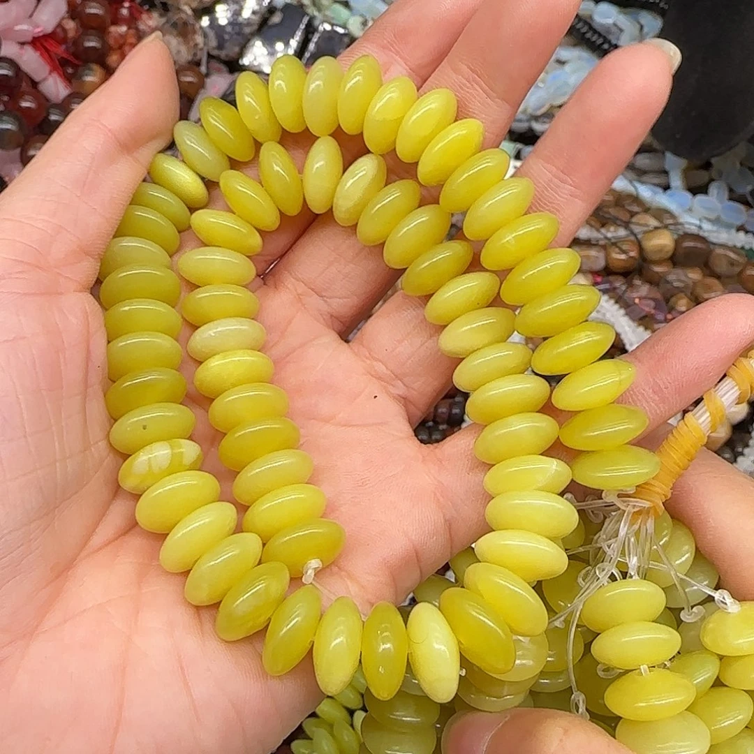 玛瑙/玉髓合金珠宝半成品岫玉飞碟12mm一条