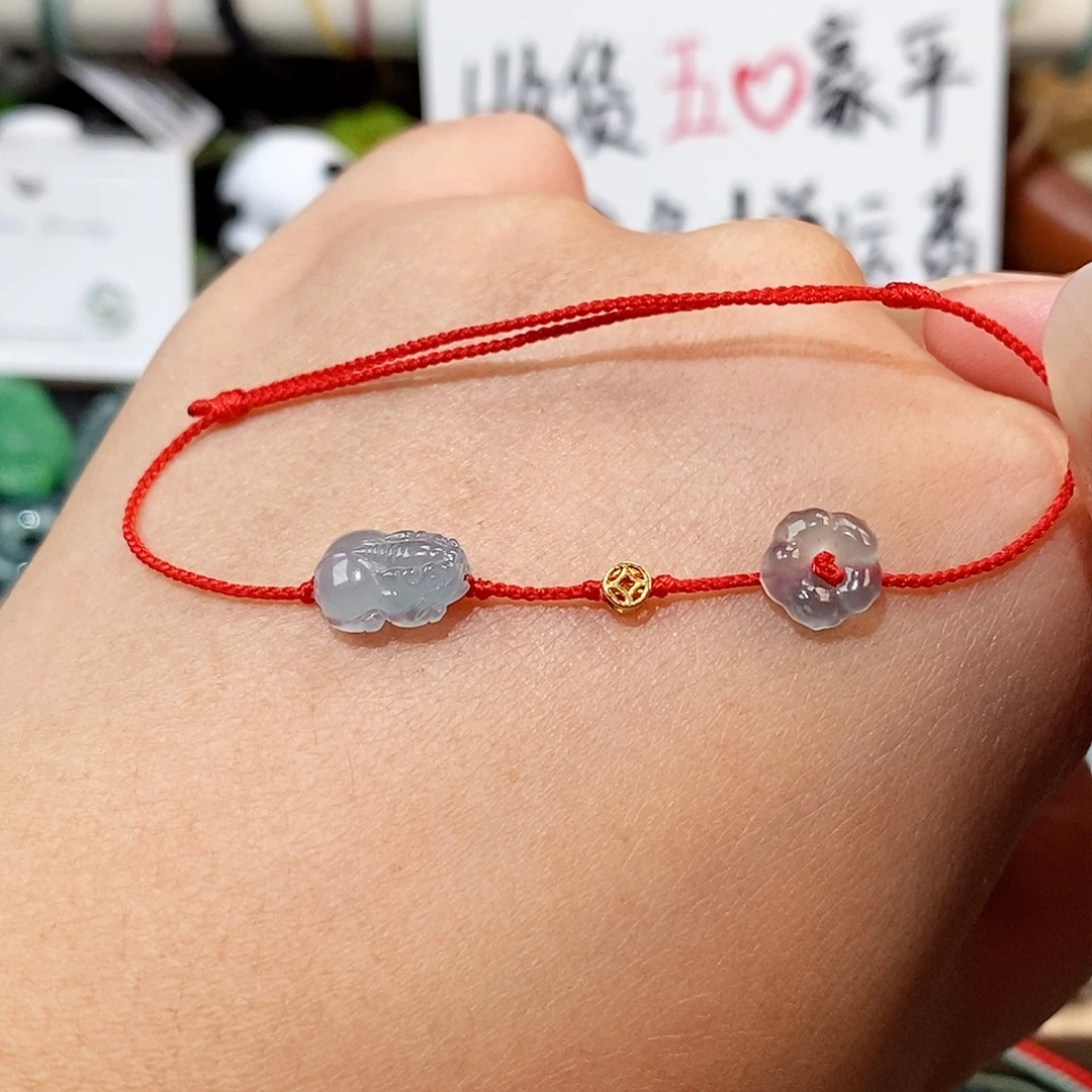 翡翠未镶嵌颈饰貔貅小花手绳15