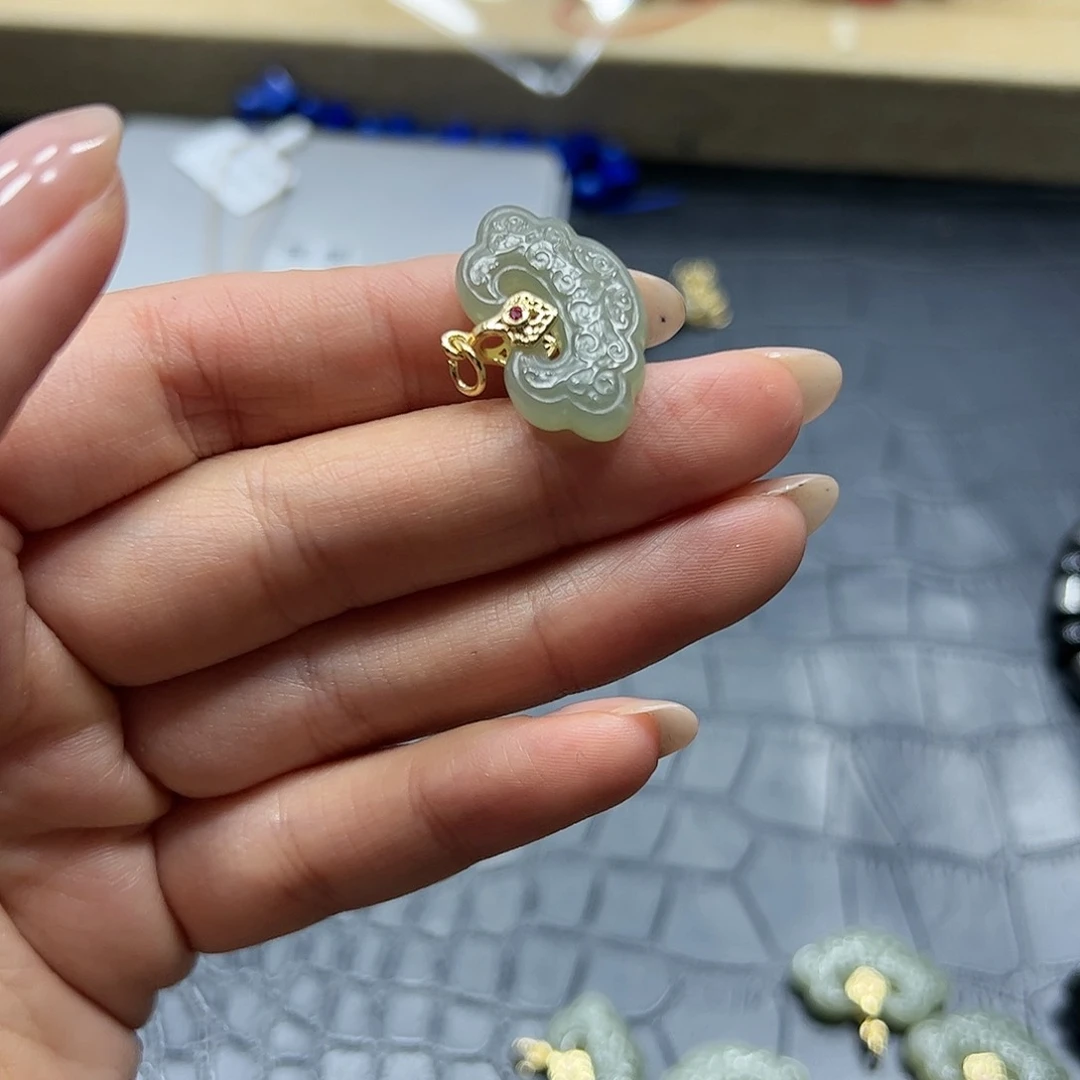 烟晶手链银S925镶嵌和田玉如意吊坠