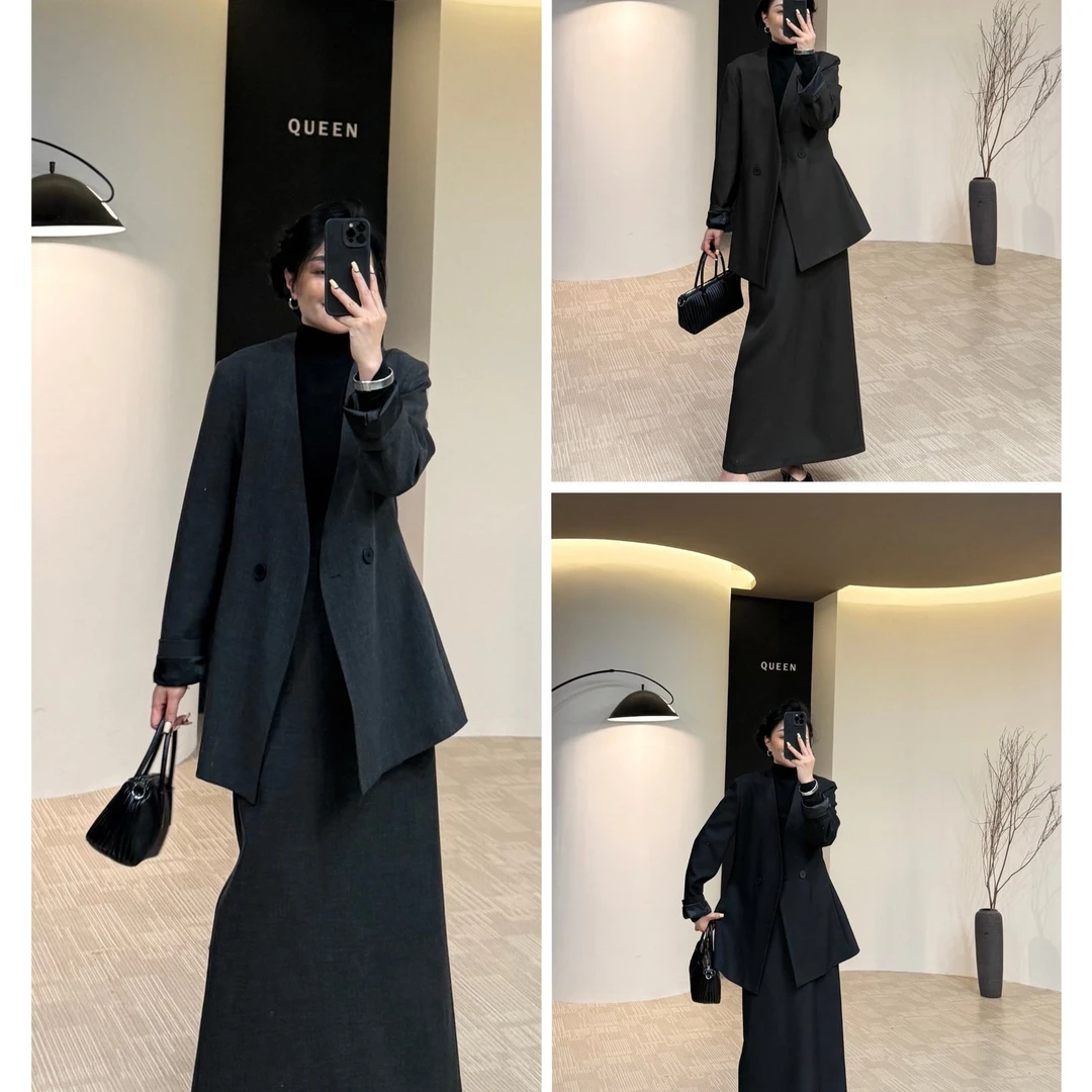 美丽怒推气质经典显瘦西服套裙160斤以内(7668)