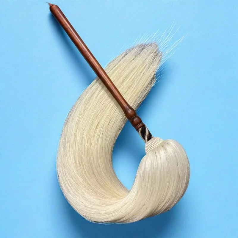 手工精编紫檀柄三色纯马尾拂尘法器道具太极拂尘非遗手工编织