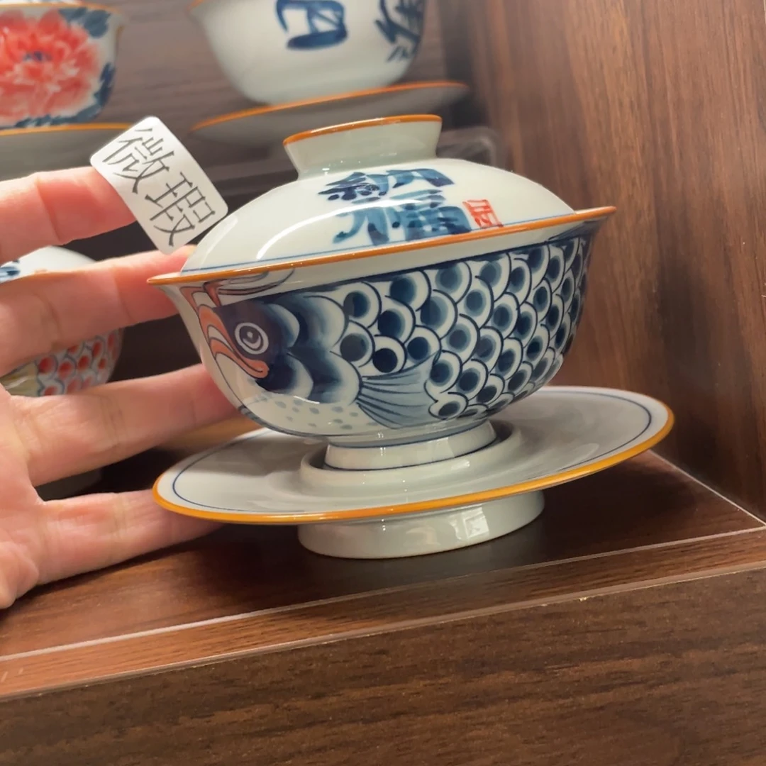 釉下手绘茶具微瑕