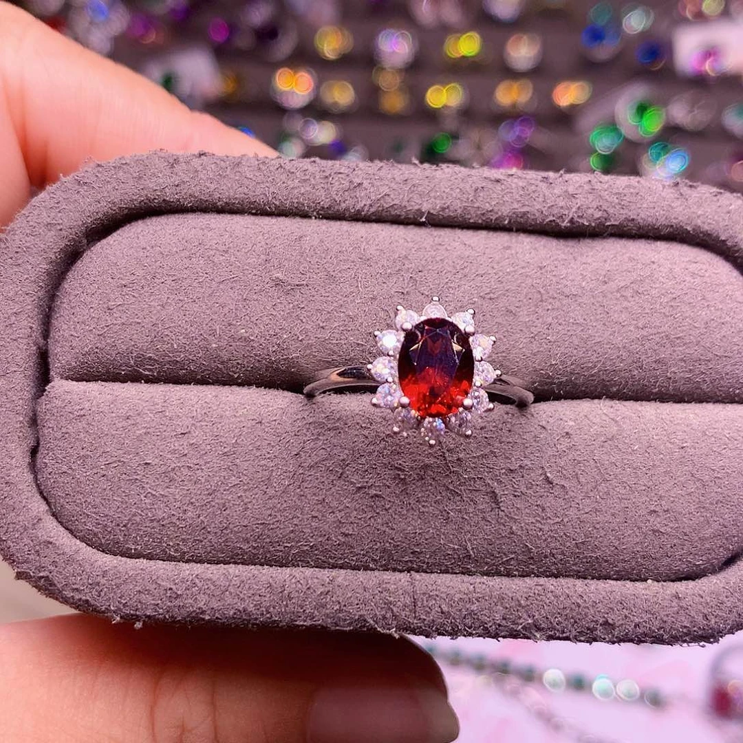 红宝石戒指银S925镶嵌