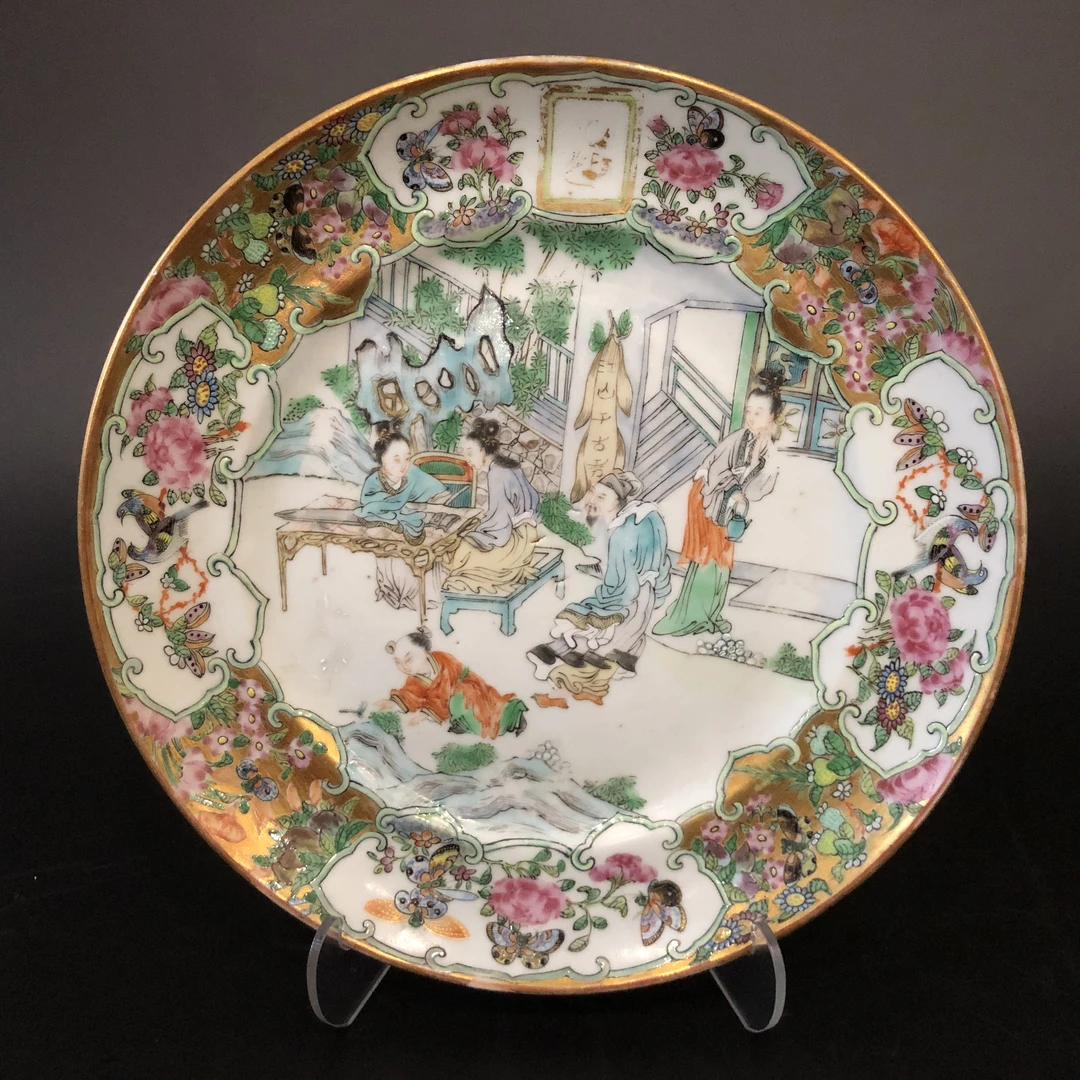 25100550 清咸丰广彩人物故事赏盘 直径：20.2cm