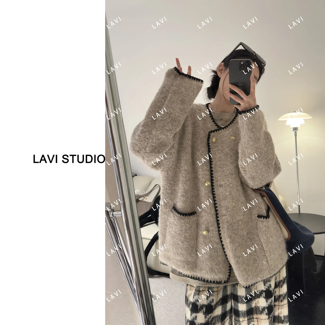 如意 时尚气质小香风毛衣开衫毛针织衫 C8063