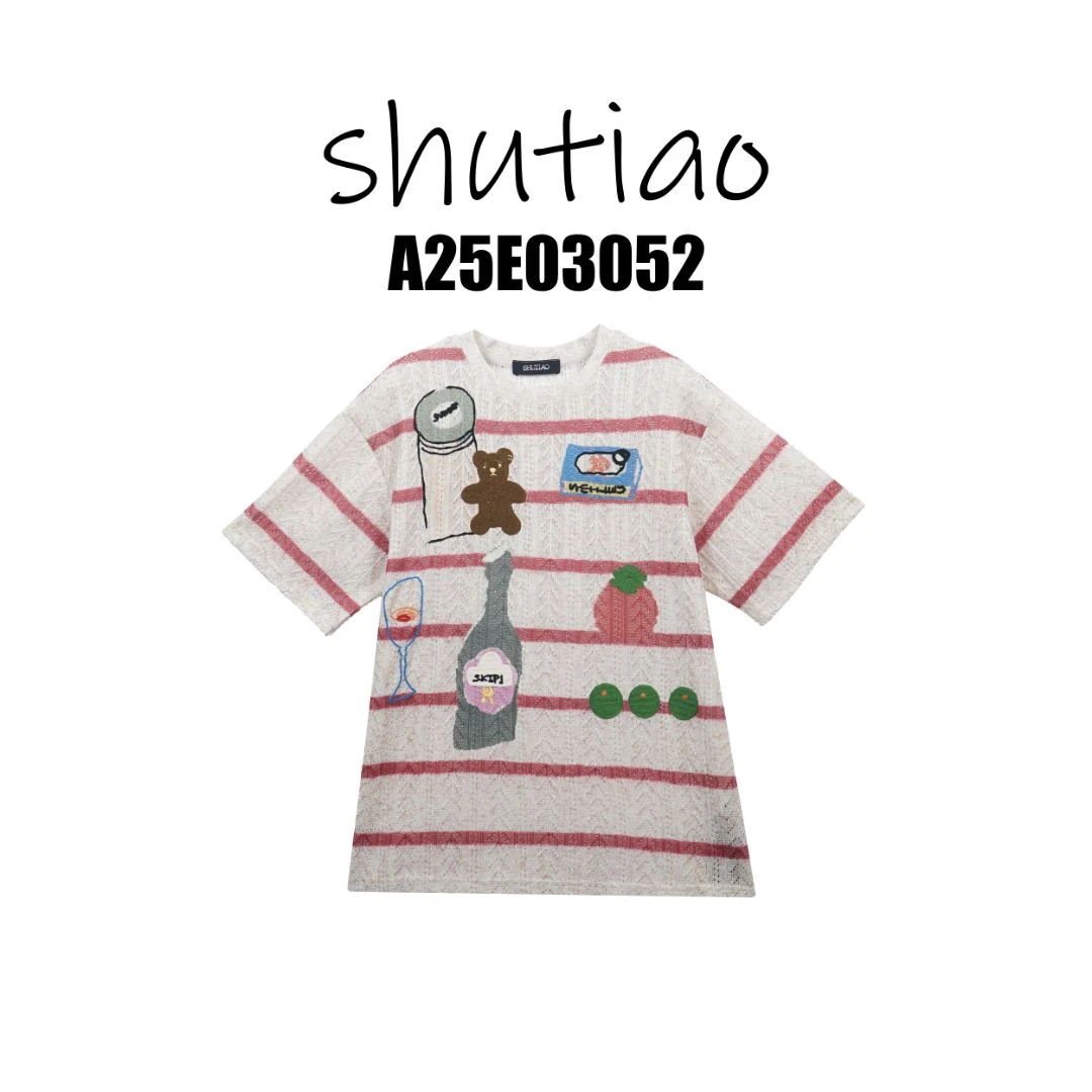 【SHUTIAO】2025夏季：新款小众设计款T恤A25E03052