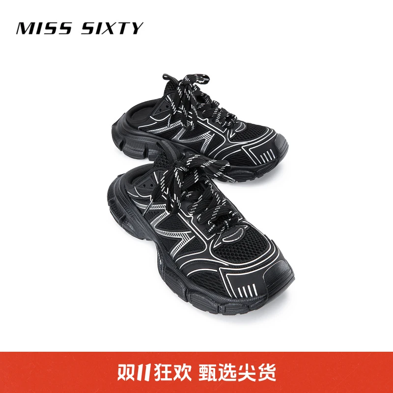 Miss Sixty春季新款运动鞋女包头半拖鞋设计做旧风格懒人鞋
