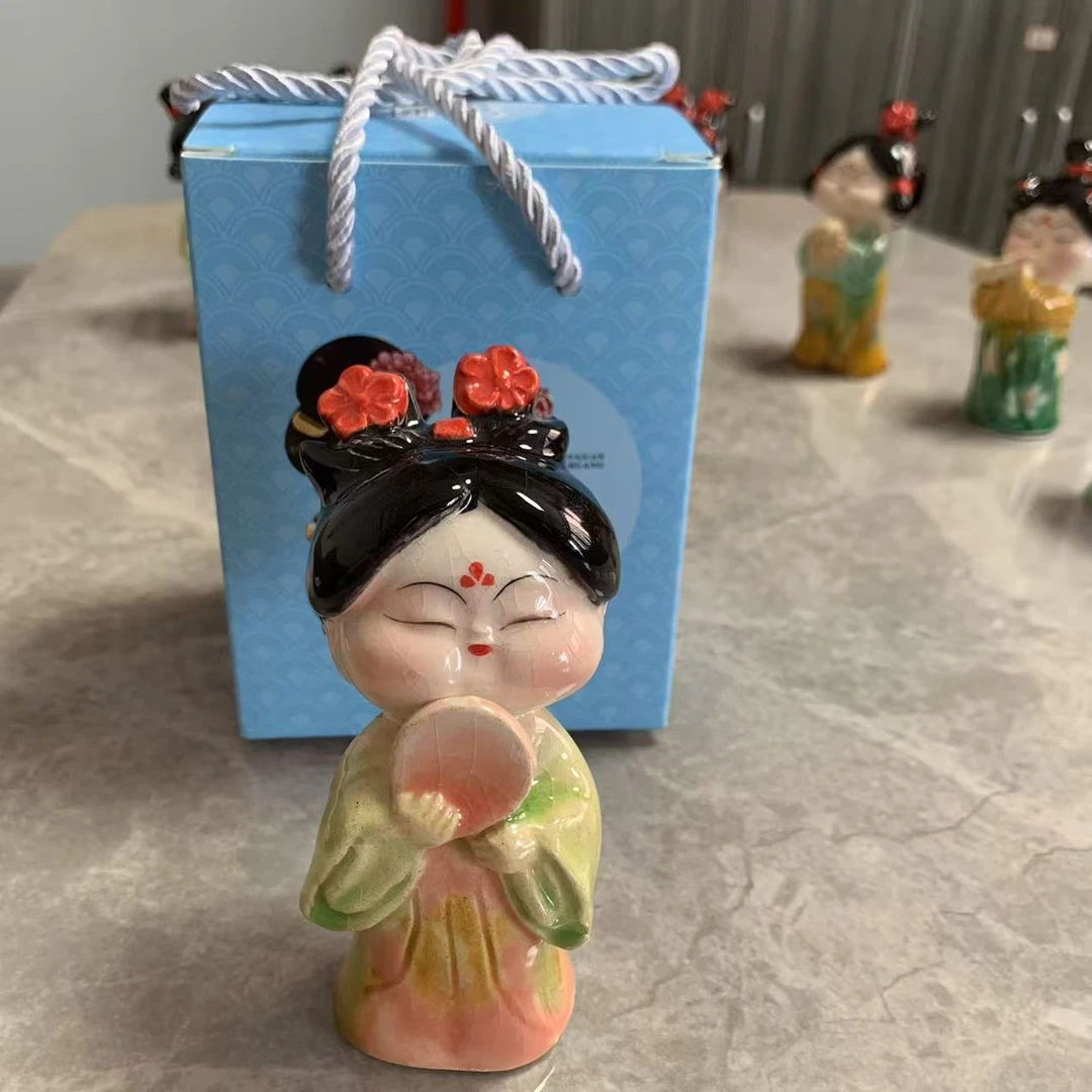 新款唐三彩唐小妞仕女中国风创意可爱文创手办家居装饰送礼佳品
