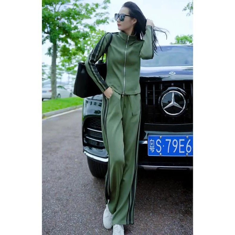 网红炸街运动套装女春秋2025新款时尚洋气休闲运动服阔腿裤两件套