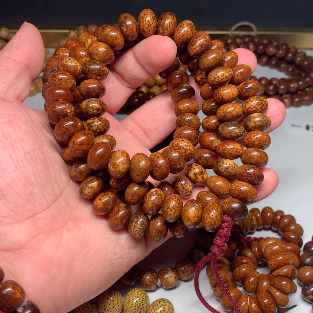 吊坠星月菩提陈化料13红棕虎皮苹果珠全品