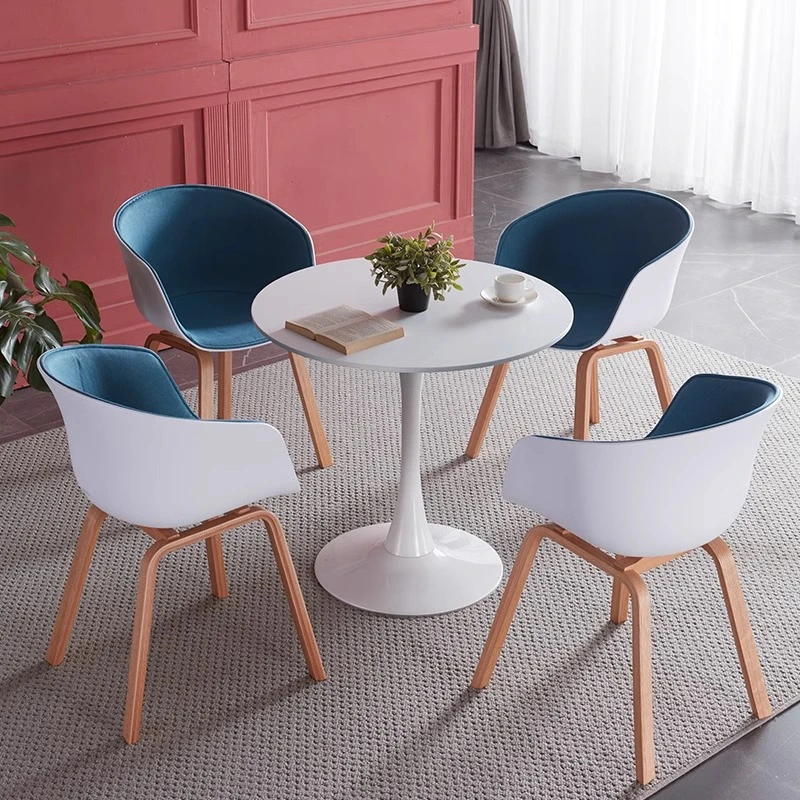 佛山轻奢岩板餐桌椅组合酒店售楼处咖啡厅洽谈接待小圆桌实木餐椅