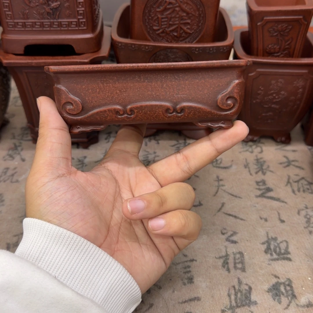 紫砂花盆12.5x8.5x3.5内经紫砂花盆