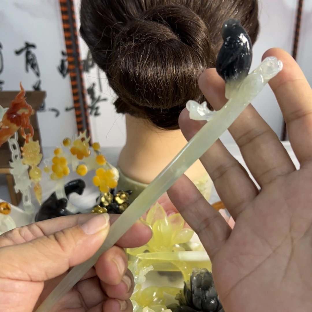 蛇纹石玉未镶嵌发饰