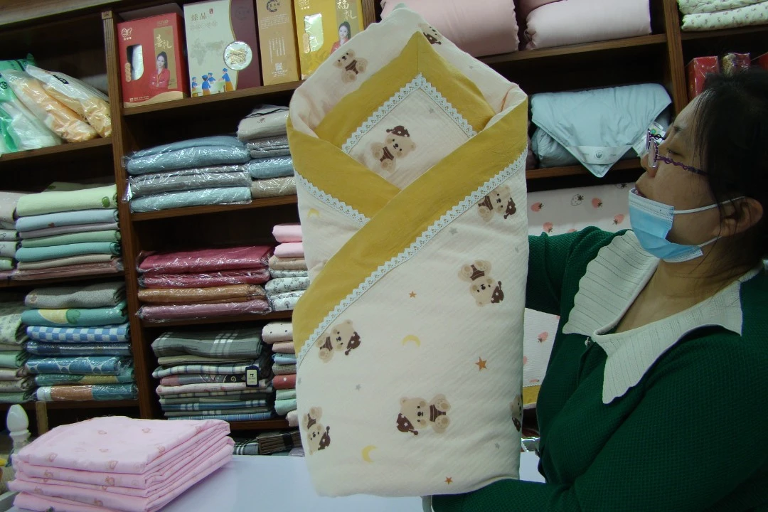 色织双层纱布百福被