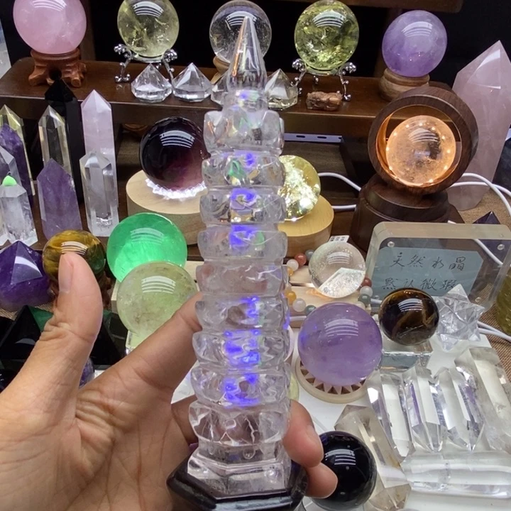 水晶摆件未镶嵌天然白水晶文昌塔