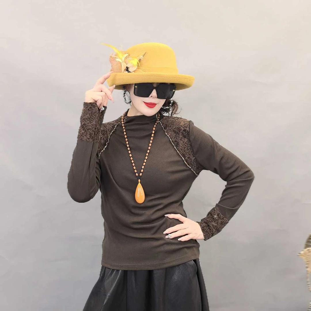 9576秋冬季新款爆款高贵上档次百搭亮钻弹力打底上衣