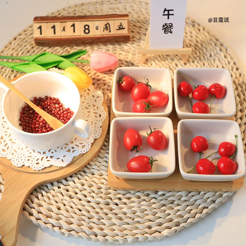 托管班餐食餐点拍照道具食物摆拍装饰摆件餐具摆盘背景布幼儿园