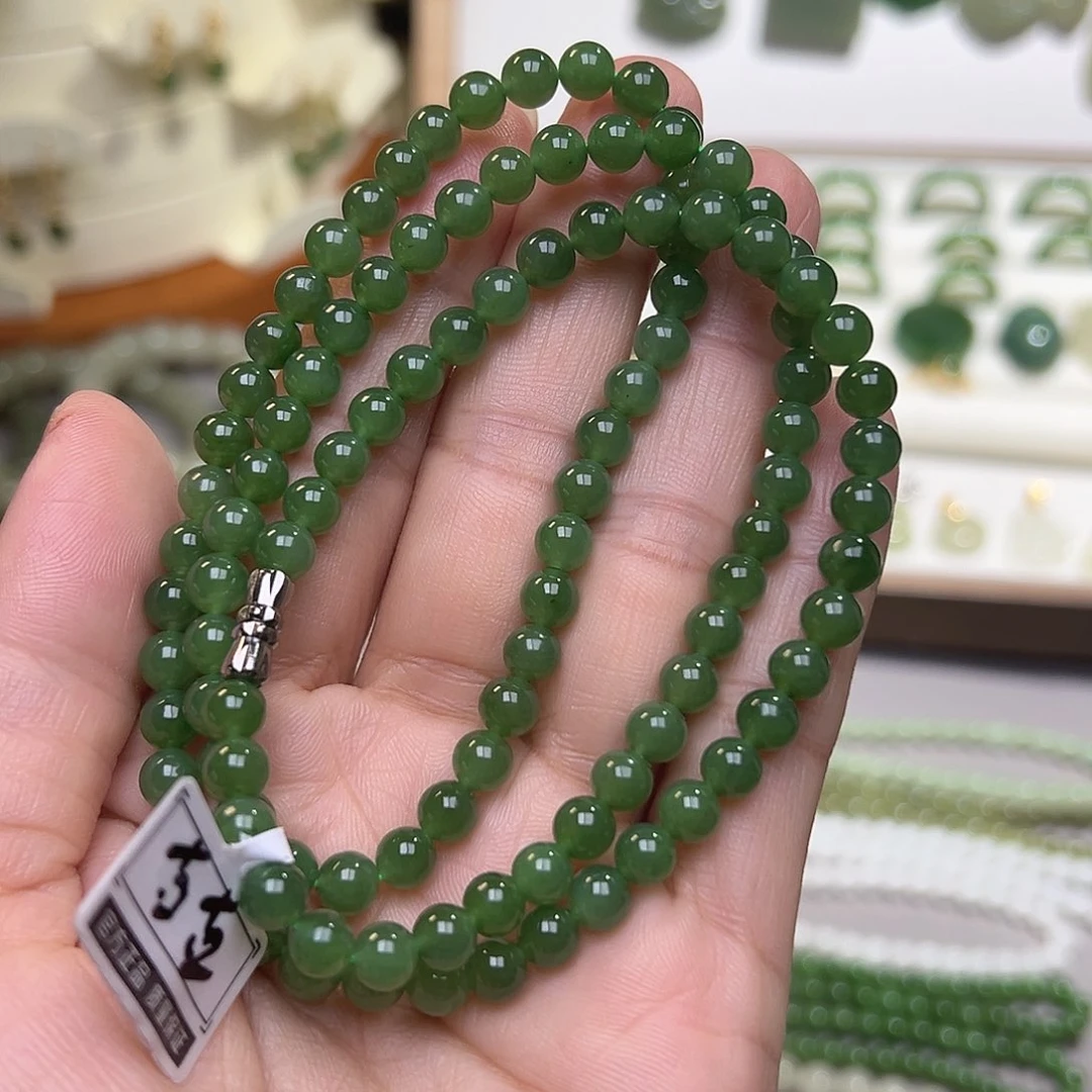 和田玉（碧玉）银S925镀金镶嵌颈饰