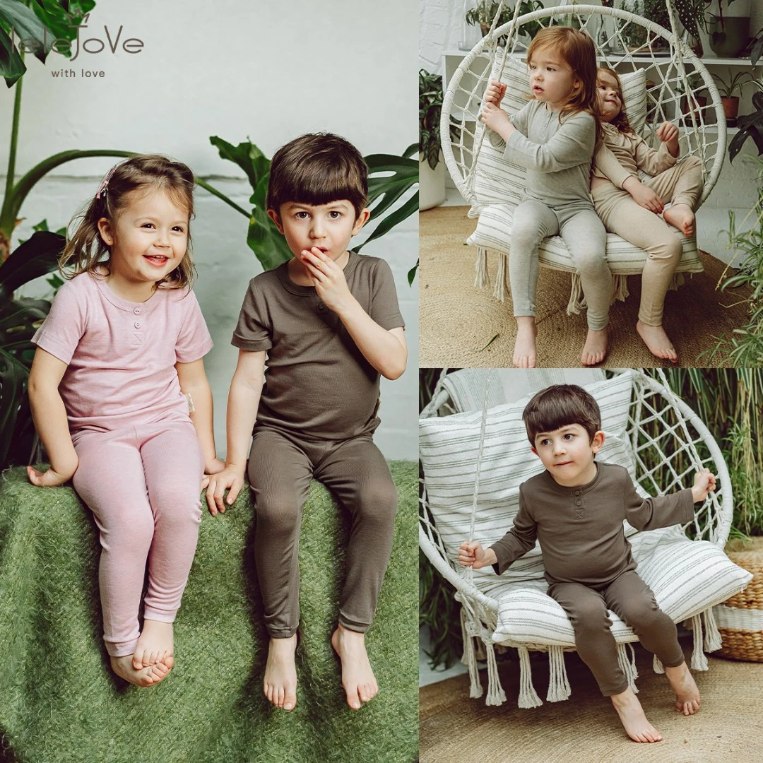 lelejove北欧风宝宝春夏T恤套装羊毛混纺轻薄透气内搭4AS33978