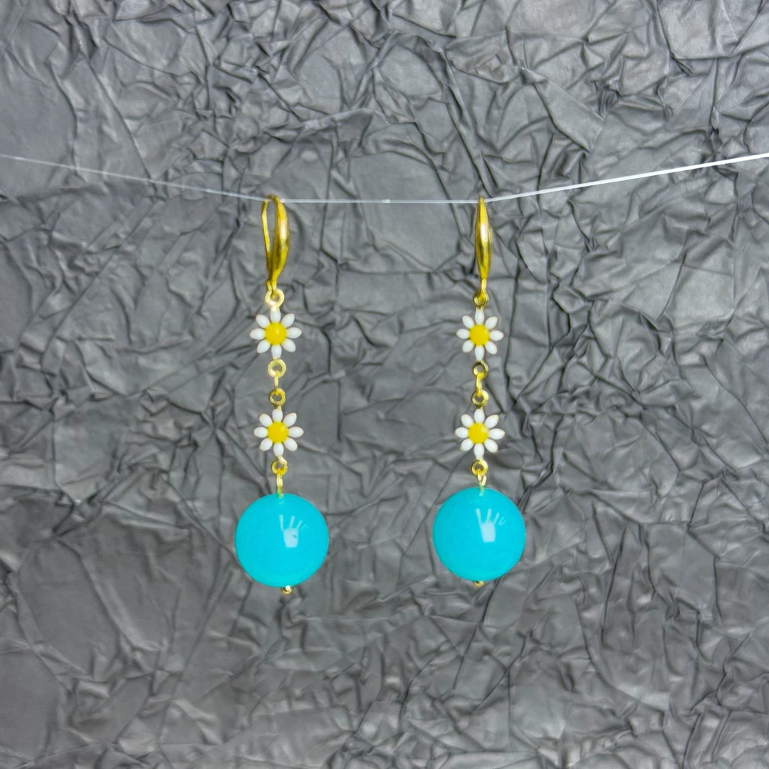 高定珠宝轻奢时尚风天河石花花耳饰-y2204