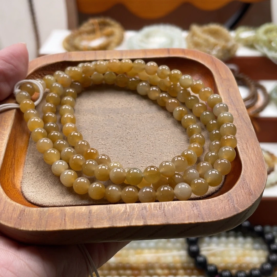 和田玉未镶嵌毛衣链珠串6mm