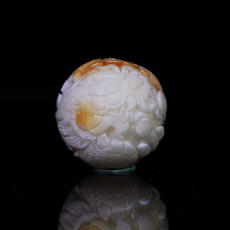 22m蜜蜡龙珠锁骨珠原矿一物一图精工雕刻单珠满蜡沁色顶珠配饰y5