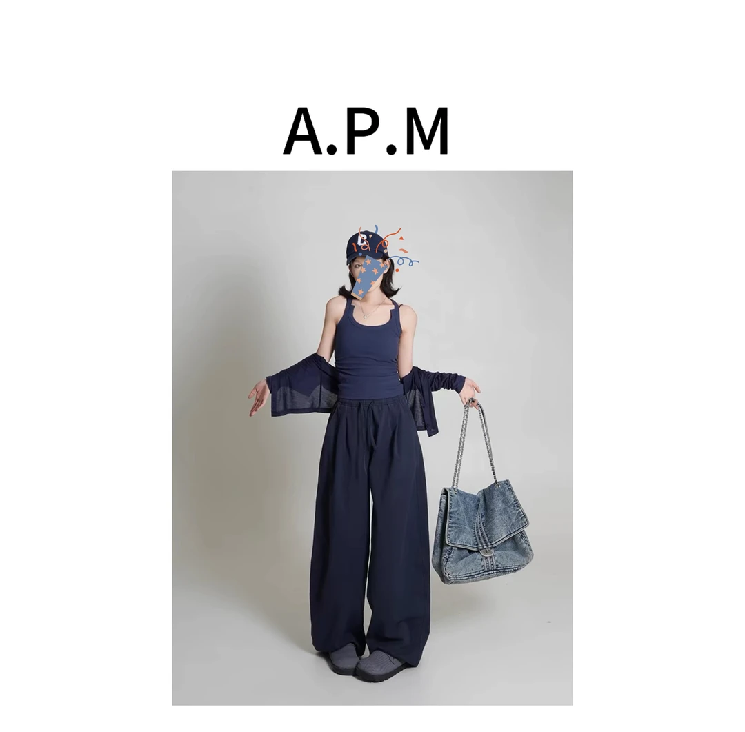 美美家-【几乎百搭】韩系纯色高腰直筒阔腿休闲裤宽松百搭裤-O