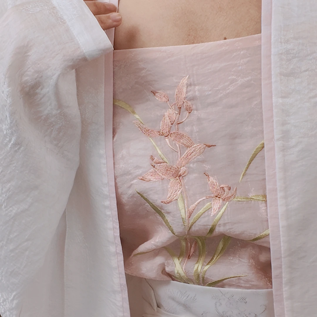 【兰叙】四时云杪原创兰花宋制改良绣花吊带松紧天丝提花汉服百搭