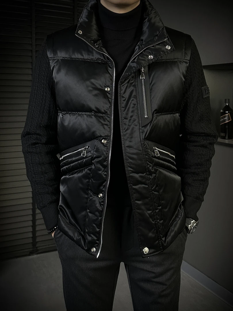 KING&GUCH【90白鸭绒拼针织✚绵羊皮】秋冬季新款商务百搭羽绒服927