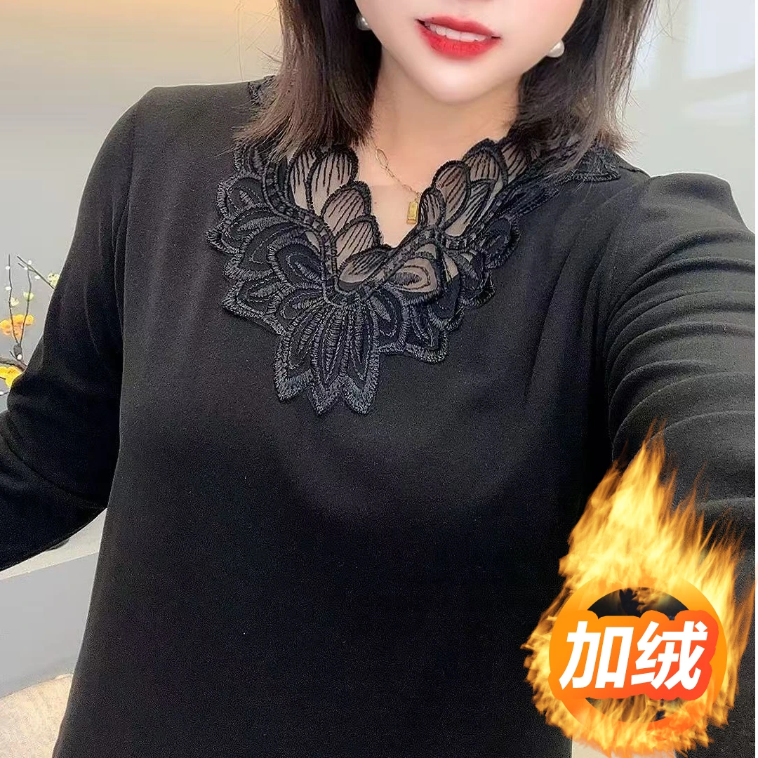 慕格格|616.大码慕斯绒打底衫高弹力遮肉低领一体绒保暖小衫气质