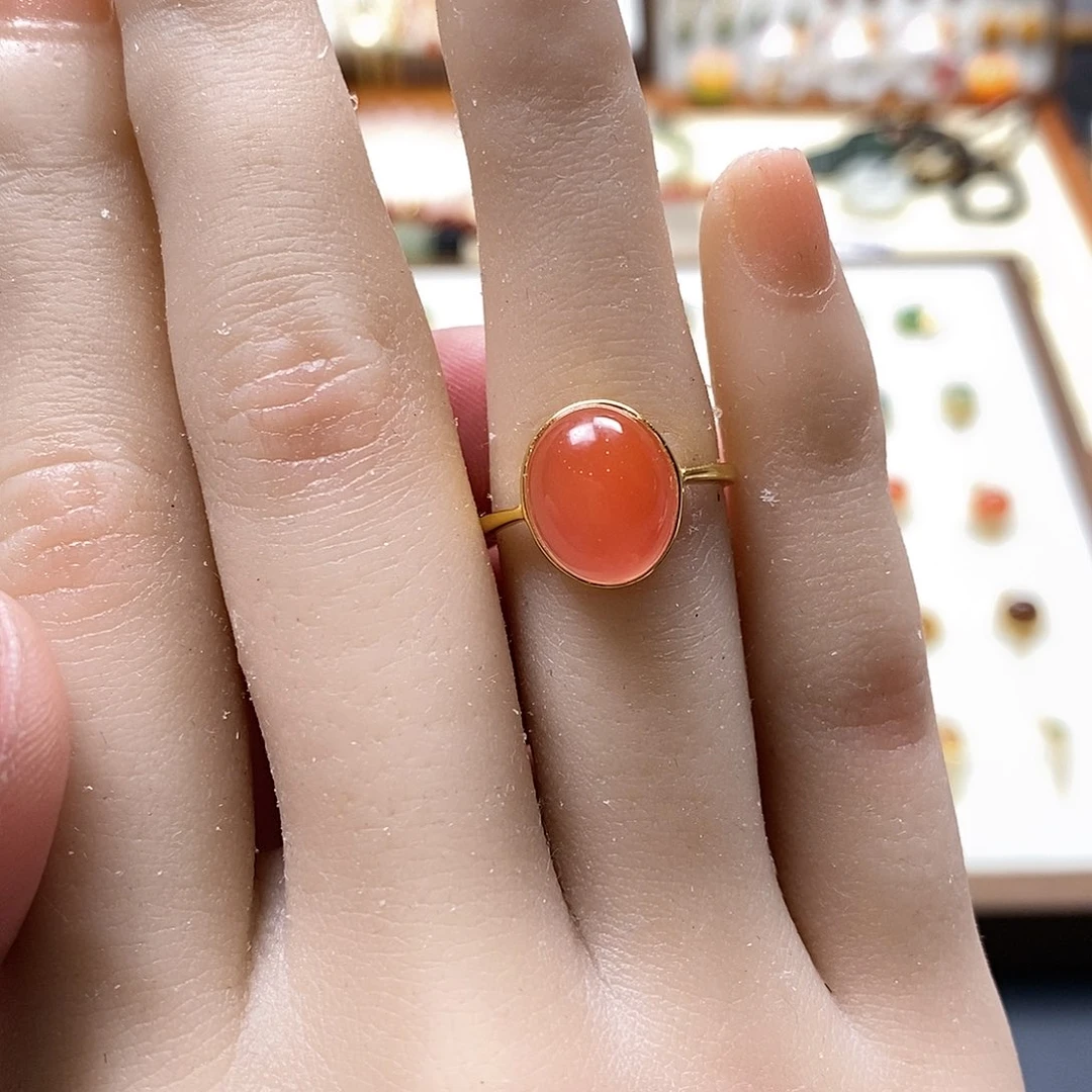 和田玉戒指银S925镶嵌月*影