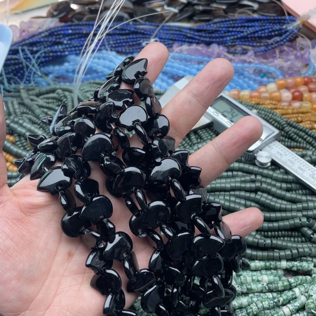 玛瑙/玉髓珠宝半成品未镶嵌一条装18*13左右黑玛瑙异形珠