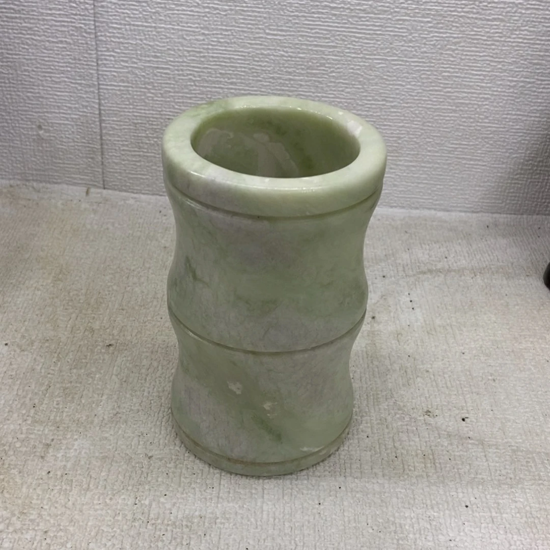 蛇纹石玉珠宝奇石未镶嵌山*蛇纹石玉方解石玉笔筒