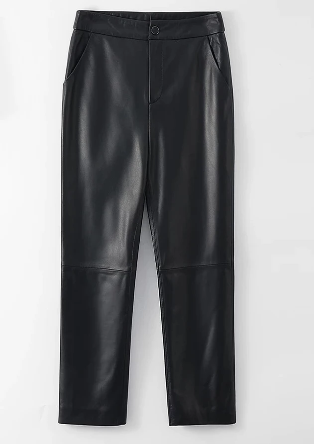 【宾姐服饰】（货号23105）春秋冬新款洋气百搭绵羊皮九分烟管休闲裤