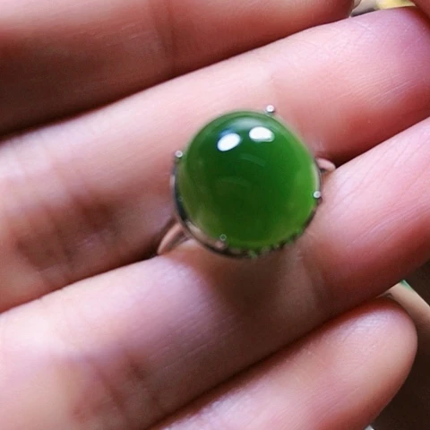 和田玉戒指银S925镶嵌