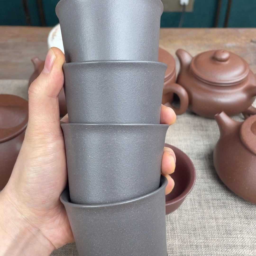 道***然紫泥茶杯宜兴紫砂工艺