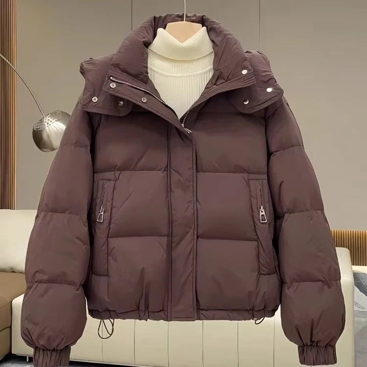 ovesize面包服短款连帽棉衣2025年新款棉服女宽松冬季外套厚棉袄